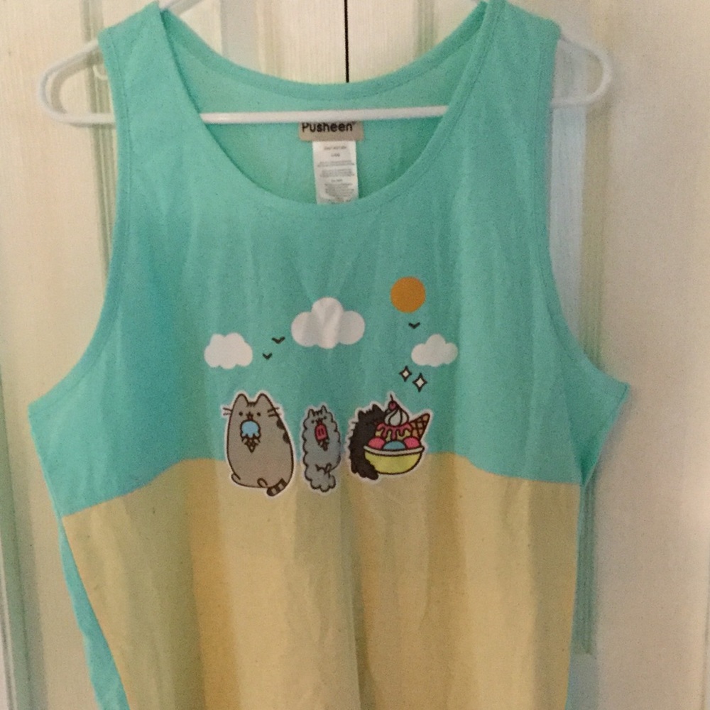 NWOT Pusheen Mint Green Tank Top